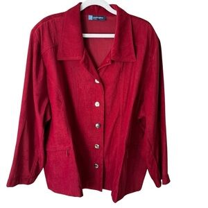 Penningtons Petite Red Blazer with Notched Lapel and Relaxed Fit Women’s 3X